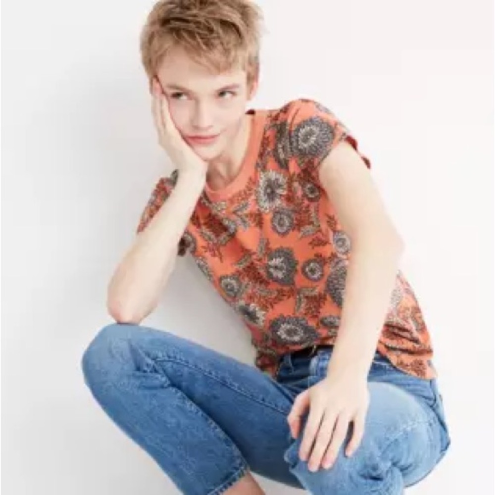 Madewell The Perfect Vintage Tee in Gathered Blooms Orange